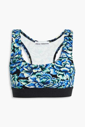 Floral-print stretch-jersey sports bra