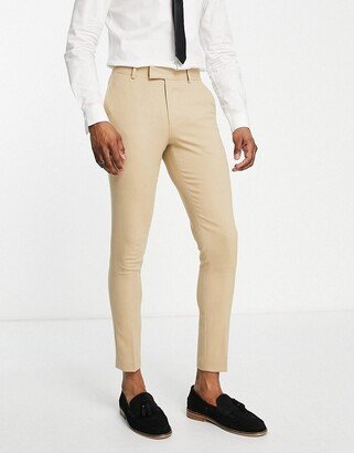 wedding super skinny suit pants in stone micro texture