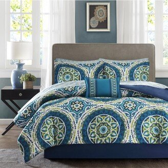 Gracie Mills Serenity Complete Bed & Sheet Set, Blue - King