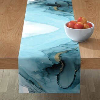 Table Runners: Abstract Ocean - Blue Table Runner, 90X16, Blue