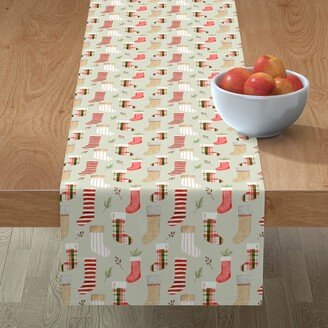 Table Runners: Christmas Stockings - Green Table Runner, 72X16, Multicolor