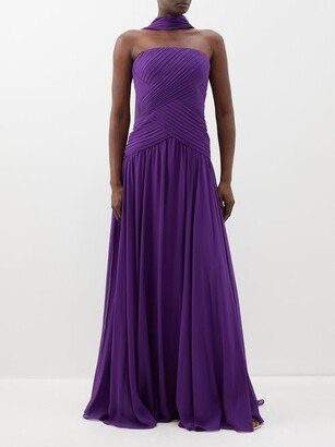 Pleated Strapless Silk-blend Gown