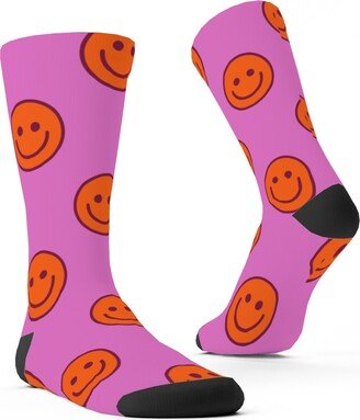 Socks: Smileys - Rasberry Sherbert Custom Socks, Pink