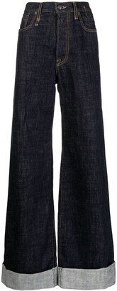 Turn-Up Wide-Leg Jeans-AA