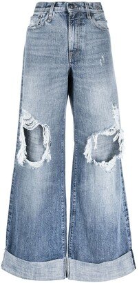 Ripped Wide-Leg Jeans-AD