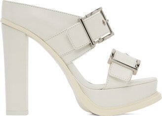 White Platform Buckle Heeled Sandals