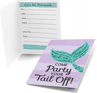 Big Dot Of Happiness Let's Be Mermaids - Fill-In Baby Shower or Birthday Party Invitations (8 count)-AA