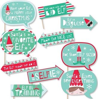 Big Dot of Happiness Funny Elf Squad - Kids Elf Christmas and Birthday Party Photo Booth Props Kit - 10 Piece