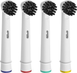 Replacement Toothbrush Heads Charcoal Infused Bristles Compatible with Oral B Electric Toothbrush - White head black bristles