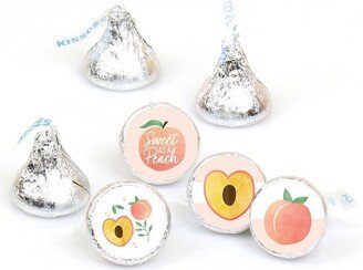 Big Dot of Happiness Sweet as a Peach - Fruit Themed Baby Shower or Birthday Party Round Candy Sticker Favors - Labels Fits Chocolate Candy 108 Ct