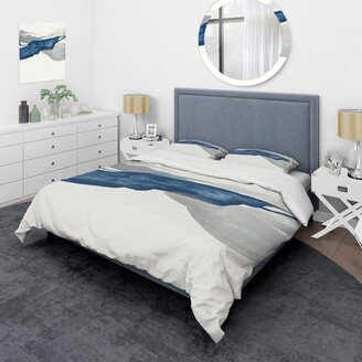 Designart 'Gouache Sapphire on Gray II' Geometric Bedding Set - Duvet Cover & Shams