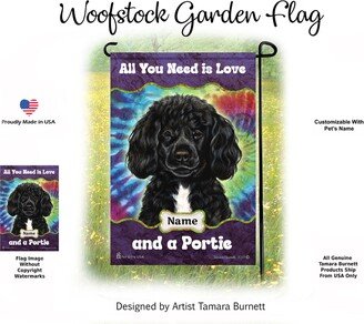 All You Need Is Love & A Portuguese Water Dog Beardless Black - Woofstock Garden Flag. | Can Personalize With Pets Name