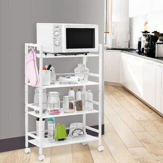Phoebecatinc Widen 4 Tiers Multi-functional Storage Cart Ivory White