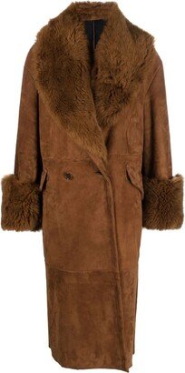 Leather Faux Fur-Detail Coat