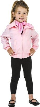 HalloweenCostumes.com 4T Girl Grease Toddler Girl's Deluxe Pink Ladies Jacket., Pink