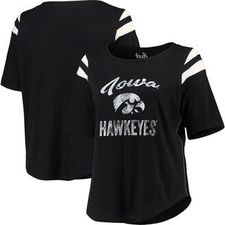 Women's Touch by Alyssa Milano Black Iowa Hawkeyes Plus Size Linebacker Half-Sleeve T-shirt