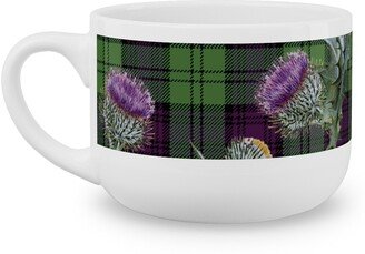 Mugs: Feochadan Tartan - Green And Purple Latte Mug, White, 25Oz, Green