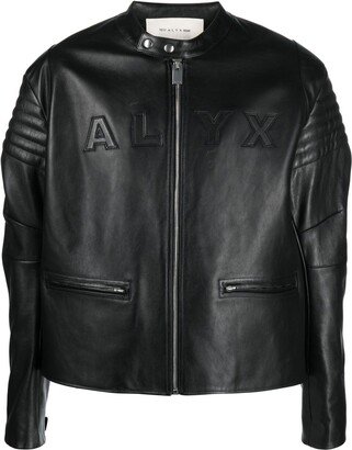 Logo-Embossed Leather Jacket