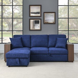 Sunmory L Shaped Sectional Sofa Pulled out Sofa Bed, 3-Seats Sofa with Chaise