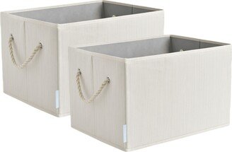 WeThinkStorage 34 Litre Collapsible Fabric Storage Bins with Cotton Rope Handles, Set of 2