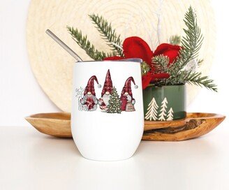 Christmas Gnome Wine Tumbler With Straw - Lover Gift For Women Holiday Friend Printed Design On Both Sides