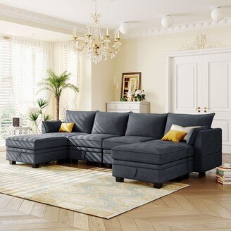 U-Shape Modular Sectional Sofa with Reversible Chaise,Storage Seat