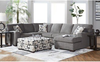 Manisa Fabric Sectional Sofa in Camelot Blackstone with Ottoman