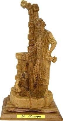 Saint Joseph The Carpenter Statue Olive Wood, Wooden Carving St. Joseph, Gift, Gifts For Him, Holy Land, Jesus Christ