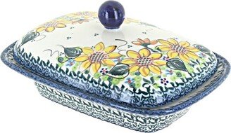 Blue Rose Pottery Blue Rose Polish Pottery Summer Picnic Butter Tub