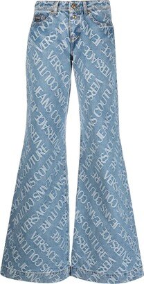 Logo-Print Flared Jeans