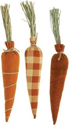 3/Set Stuffed Orange Felt & Buffalo Check Carrots - H- 12.00 in. W - 2.00 in. L - 2.00 in.