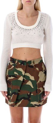 Embellished Crewneck Cropped Jumper