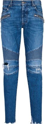 Distressed-Effect Denim Jeans-AD