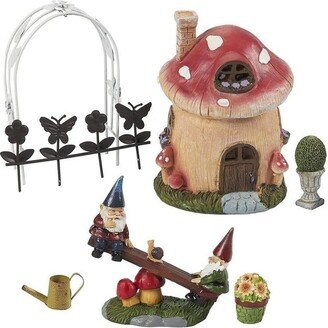 Juvale 7 Piece Set Mini Garden Gnome Fairy Village House Statue Set, Whimsical Home Décor