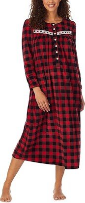 Lanz of Salzburg Microfleece Long Sleeve Ballet Gown (Buffalo Check) Women's Pajama