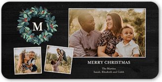 Holiday Cards: Wreath Collage Holiday Card, Black, 4X8, Christmas, Matte, Signature Smooth Cardstock, Rounded