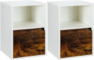 Set of 2 Nightstands Side End Table Storage Cabinet Shelf Living