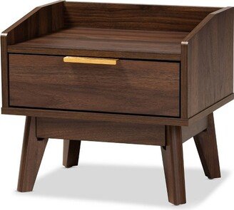 Lena Walnut Finished Wood Nightstand Brown