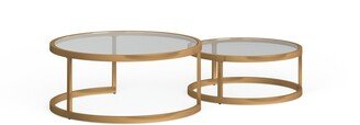 SEI Furniture Grant Round Gold Nesting Coffee Table - Set of 2