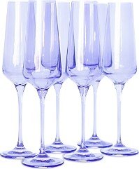 Estelle Colored Glass Champagne Flutes, Set of 6