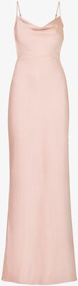 Pretty Lavish Womens Blush Keisha Cowl-neck Satin Bridesmaid Dress