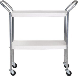 Stylaire 2 Tier Serving Cart, White & Silver