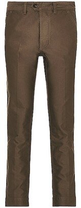 Cotton Satin Workwear Pant in Olive