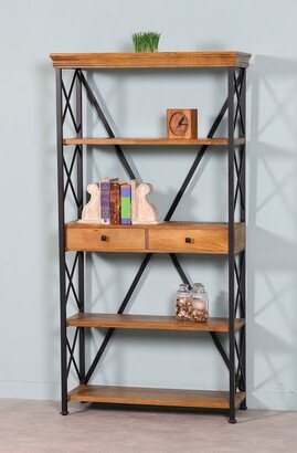 Dakota Wood Metal Tall Etagere Bookshelf