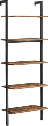 VASAGLE Industrial Brown Wall-Mounted Ladder Shelf - 23.6L x 11.8W x 67.7H