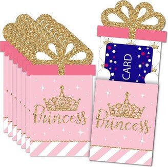 Big Dot of Happiness Little Princess Crown - Pink & Gold Baby Shower or Birthday Party Money & Gift Card Sleeves - Nifty Gifty Card Holders - Set of 8