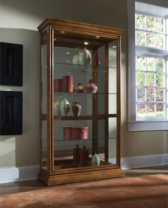 Golden Oak Two-way Sliding Door Curio Cabinet