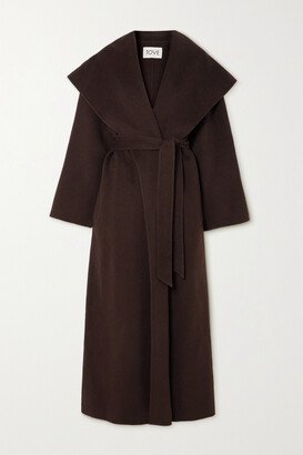 Zinnia Belted Wool-blend Felt Coat - Brown