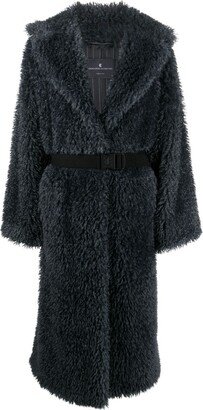 Belted Shearling Wool Coat