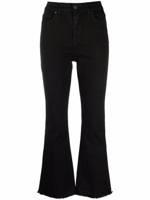 Flared Raw-Cut Hem Trousers